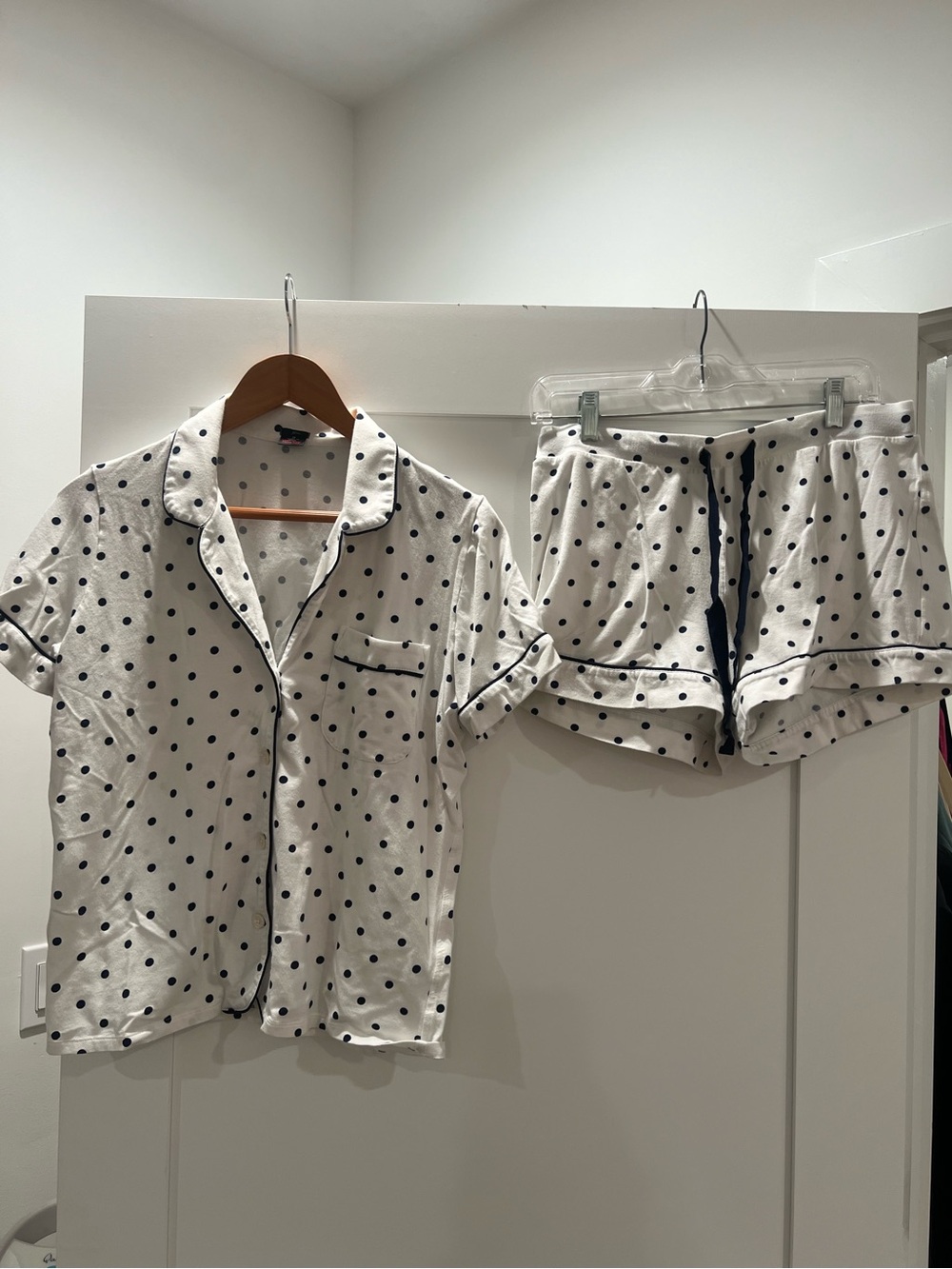 J. Crew White Polka Dot Short Sleeve Cotton Pajama Set